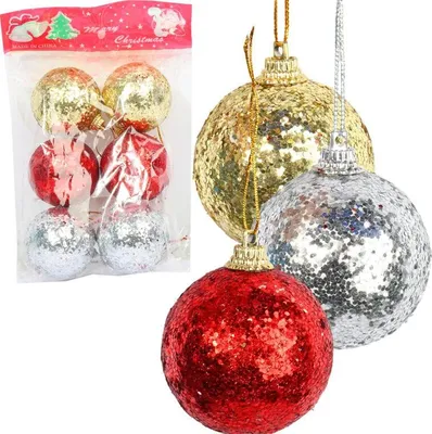 Produktbild von Set mit 6 bunten Glitzerkugeln (5 cm) - Eine Alternative zu Weihnachtskugeln aus Glas