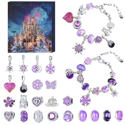 Image de Calendrier de l'Avent bracelet 2025 pour filles, kit de création de bijoux, cadeau de Noël