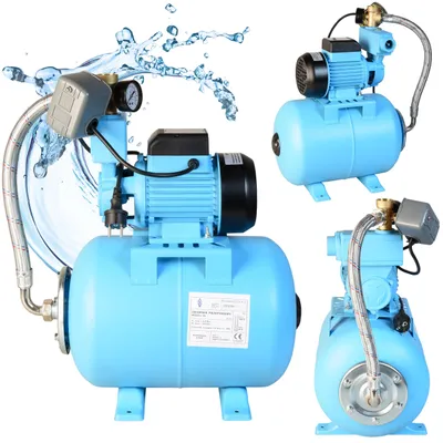 Zdjęcie produktu dla ZESTAW HYDROFOROWY Hydrofor Zbiornik 24L + Pompa WZP 750 Mocna 750W Wydajna 3000L/H + Osprzęt + Wąż