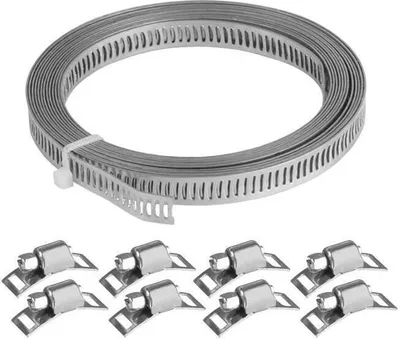 Zdjęcie produktu dla Zestaw do robienia opasek zaciskowych: taśma 8 mm x 3 m + 8 zacisków ślimakowych
