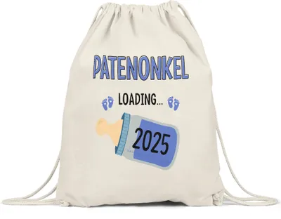 Produktbild von Patenonkel Loading 2025 Turnbeutel Gymsack Geschenk Werdende Patenonkel Babynews mit Ladebalken Schwangerschaft Geschenkidee
