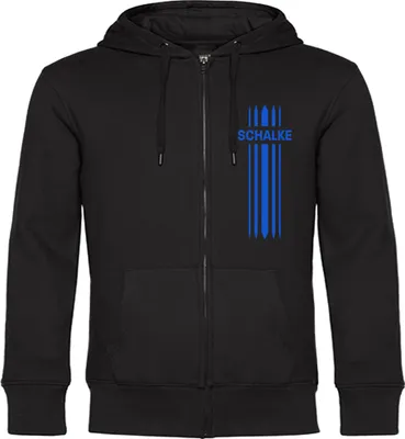Produktbild von multifanshop Kapuzen Sweatshirt Jacke - Schalke - Streifen, schwarz, Größe 3XL