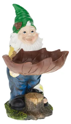 Image de Nain de jardin Relaxdays avec abreuvoir, résistant aux intempéries et au gel, H x l x P : 36 x 22 x 22 cm, figurine de jardin, pierre artificielle, multicolore