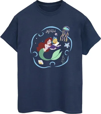 Produktbild von Disney - "The Little Mermaid Reading A Book" T-Shirt für Damen BI30983 (M) (Marineblau)