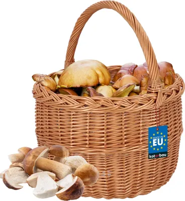 Immagine prodotto di KOTARBAU® Cestino per la spesa - Cestino portaoggetti - Cestino in vimini - ⌀ 30 cm - Cestino per funghi - Cestino per frutta - Cestino da picnic - Colore naturale - Cestino in vimini con manico
