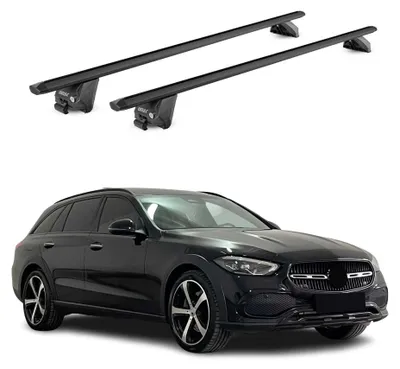 Produktbild von Dachträger für Mercedes C Klasse S206 2021-26 100kg Aluminium Schwarz 2 tlg, KI-generiertes Bild