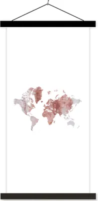 Produktbild von MuchoWow® Textilposter Weltkarte - Rosa - Farbe 90x180 cm mit schwarzem Rahmen - Dekoration Wohnzimmer