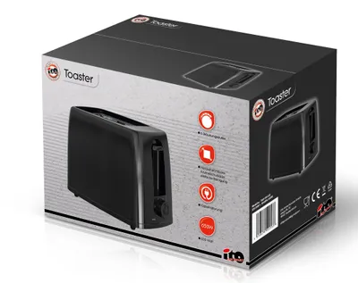 Produktbild von Kompakter Toaster 650 W – 6 Bräunungsstufen – Schwarz – 2 Schlitze