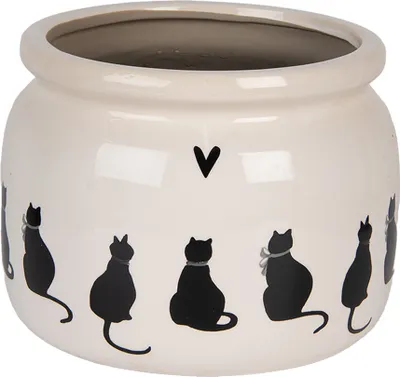 Zdjęcie produktu dla Clayre & Eef Doniczka Ø 20x15 cm Beżowe ceramiczne koty