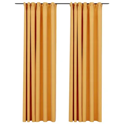 Produktbild von vidaXL Verdunkelungsvorhänge Haken Leinenoptik 2 Stk. Gelb 140x245cm