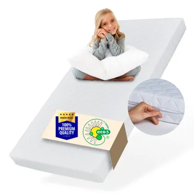 Produktbild von Matratze 80x160 cm Baby Kindermatratze Babymatratze mit waschbarem Bezug Kinder 10 cm hoch Wendematratze eco5  für Kinderbett Bodenbett