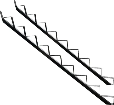 Produktbild von Treppenrahmen 9 stufig Stahl-Treppe Schwarz Treppenholm Geschosshöhe 167cm