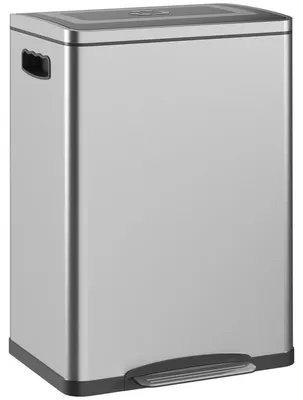 Produktbild von Mülleimer Küche 2 Fächer 40 L Edelstahl Fußpedal Mülltrennung Silber