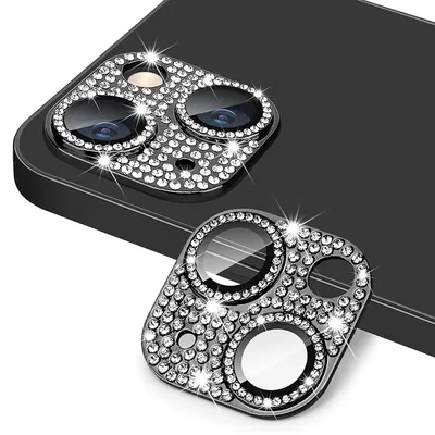 Obrázok produktu pre Pre Apple iPhone 15 / 15 Plus – ochranné sklo s trblietkami na objektív fotoaparátu H9, tvrdené sklo, čierne