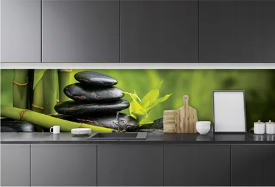 Produktbild von Fototapete Küche Abwaschbar Steine Spa - 250x60 cm Einteilig Premium Küchenrückwand - Inklusive Kleister Modern Küchentapete Fototapeten Vlies Tapete UV-Beständig Montagefertig