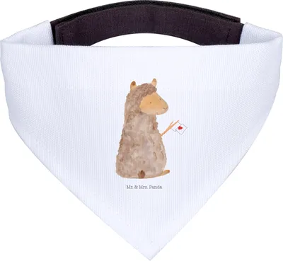 Produktbild von Mr. & Mrs. Panda Hunde Halstuch Alpaka Fahne - Weiß - Geschenk, Für, Hund, Lama, Liebe, Hunde-Halstuch, Alpakas, Lamas
