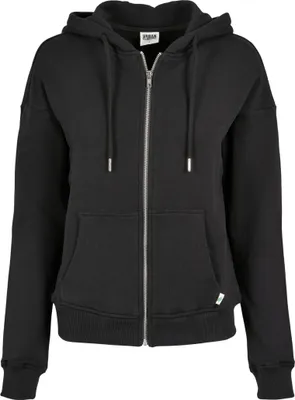 Immagine prodotto di Urban Classics Donna - Felpa con cappuccio e zip in spugna biologica nera - S
