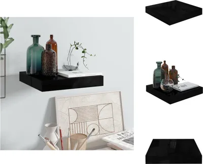 Obrázok produktu pre vidaXL Plávajúca polica čierna s vysokým leskom 23x23,5x3,8 cm MDF - Nástenné police
