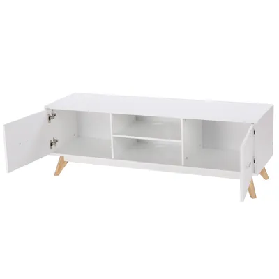 Zdjęcie produktu dla Szafka pod telewizor COSTWAY, niska szafka pod telewizor do 60 cali, szafka pod telewizor z 2 drzwiami, stolik pod telewizor, drewniany stojak pod telewizor, 140 x 40 x 48 cm