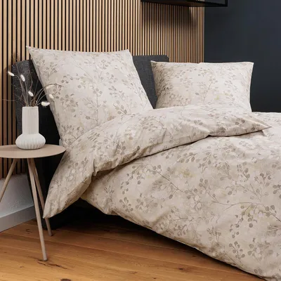 Produktbild von Janine Soft-Baumwolle Bettwäsche Cortina 71003 natur silber 155x220 cm + 80x80 cm
