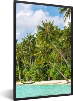 Produktbild von MuchoWow® Gerahmtes Poster Palme - Meer - Tropisch 60x90 cm - Poster mit Schwarzem Bilderrahmen Wandposter Rahmen Foto Bilder - Kunst