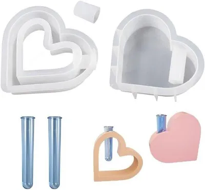 Image de Moules en silicone pour pots à fleurs, lot de 4, pour résine époxy, à démoulage facile, avec tubes de réaction pour plantes en culture hydroponique