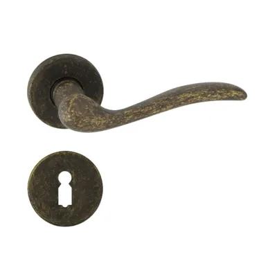 Produktbild von DOMINO Türgriff Drückergarnitur BB-Buntbart Set | Rund-Rosette | Türklinke für Bürotür, Kellertür & Innentür | Türbeschläge aus Messing | Bronze Antik Türdrückergarnitur | TULUZA-R M75