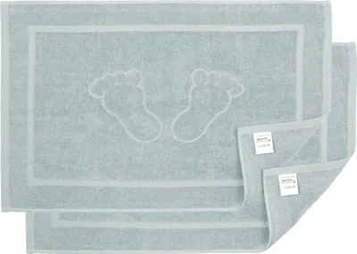 Produktbild von Bananalu 2 Stück Badvorleger Badematte Qualität 100% Baumwolle, Hell Grau (4303), 50x70cm, 700g/m2
