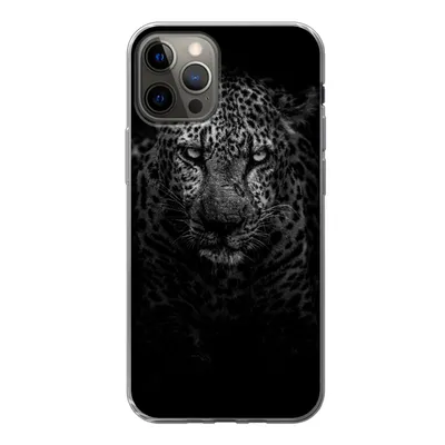 Produktbild von MuchoWow® Handyhülle Schutzhülle Hülle für iPhone 12 Pro Leopard - Schwarz - Weiß Silikon Softcase Handy Hülle - Abdeckung