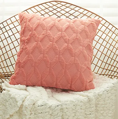 Obrázek produktu pro 1 kus 45x45cm čtvercové povlaky na polštáře Plyšový sametový dekorativní vhozený polštářek na postel, červený