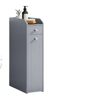 Obrázok produktu pre Úzka kúpeľňová skrinka – skrinka na toaletný papier – sivá – 40 x 18 x 70 cm