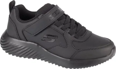 A black Skechers sneaker for boys.