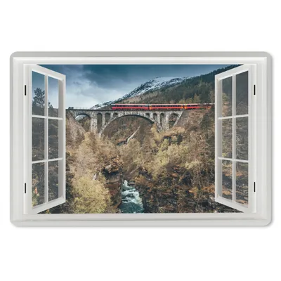 Produktbild von MuchoWow® Schreibtischunterlage Aussicht - Berge - Brücke 60x40 cm - XXL Mauspad - Großes Mauspad