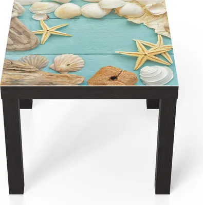 Produktbild von DEQORI Couchtisch 55x55 cm Schwarz 'Meeresmärchen' Glas Beistelltisch Glastisch modern