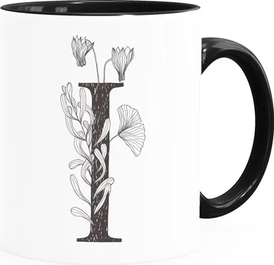 Produktbild von Kaffeetasse Monogramm Initiale Geschenk-Motiv Tasse personalisierte Namenstasse personalisierte Geschenke SpecialMe® I Inner-Schwarz Keramik-Tasse