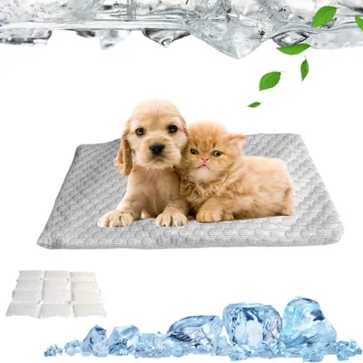 Immagine prodotto di Tappetino refrigerante per cani e gatti, auto-raffreddante, rimovibile, lavabile, grigio, taglia S (30x50 cm)