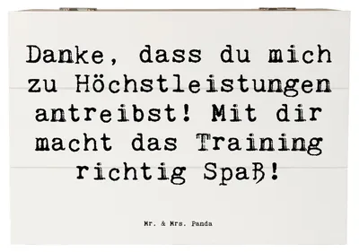 Produktbild von Mr. & Mrs. Panda Geschenkbox Spruch Motivierender Fitness-Trainer 22 x 15 cm - Weiß - Geschenk, fotobox, Aufmerksamkeit, Anerkennung, Kiste mit Deckel, geschenkkiste, Box