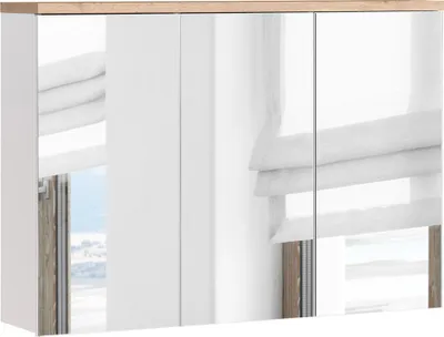 Produktbild von Spiegelschrank 100cm SOLNA-56, weiß mit Wotaneiche, B x H x T ca. 100 x 69 x 20cm