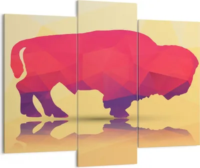 Produktbild von Bild auf Leinwand - Leinwandbild - Bison Illustration Bunt Grafik - 130x100cm - Wand Bild - Wanddeko - Leinwanddruck - Bilder - Kunstdruck - Leinwand bilder - Wandkunst - CB130x100-2812