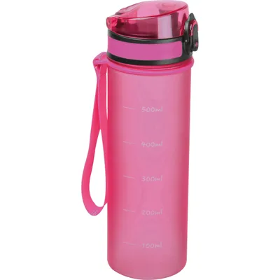 Produktbild von Trinkflasche aus Tritan mit Messskala und Trageschlaufe / 500ml / Farbe: pink