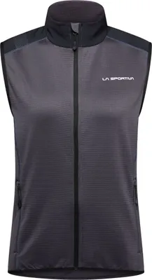 Damenweste "Existence Vest W" von La Sportiva in Schwarz mit Reißverschluss und zwei Seitentaschen.