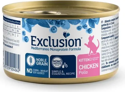 Produktbild von Exclusion Mediterraneo Noble Grain Kitten Huhn 85 g Katzennassfutter
