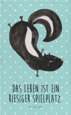 Produktbild von Mr. & Mrs. Panda Wandteppich Stinktier Handstand - Türkis Pastell - Geschenk, Spielplatz, Wandschmuck, Skunk, Stinker, Wandbild, Wildtier, Raubtier, Tapestry, Stoffbild