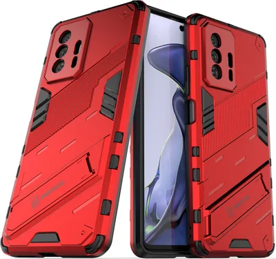 Produktbild von Armor Hülle für Xiaomi 11T / 11T Pro, Hybrid PC TPU Bumper Stoßfestes Schutzhülle mit Standfunktion Rot