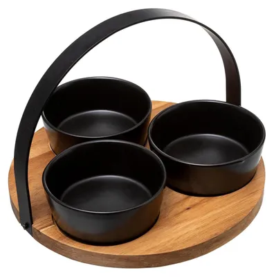 Produktbild von Satz für Appetithäppchen Secret de Gourmet Schwarz Steingut 4 Stücke (Ø 21 cm)
