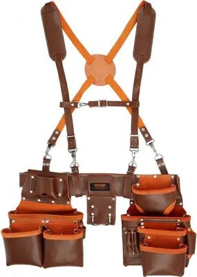 Produktbild von Famanu Werkzeuggürtel Leder - 19 Fächer - Für Handwerker & Elektriker