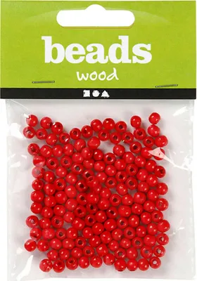 Image de Houten Kralen Rood, 150st.