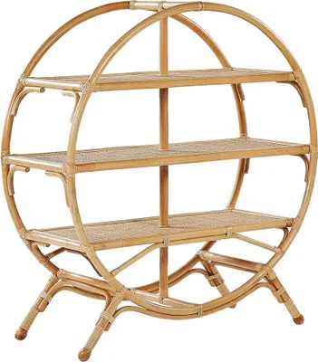 Produktbild von BELIANI Regal Natürlich Beige Rattan mit 3 Fächern Oval Offenes Design Raumteiler Wohnzimmer Arbeitszimmer Flur Diele Möbel