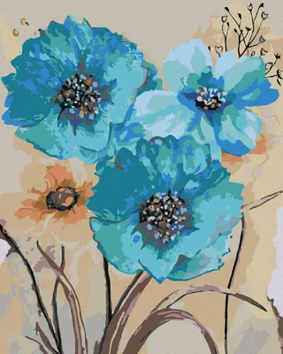 Produktbild von Zuty - Malen nach Zahlen - ABSTRAKTION DER BLAUEN BLUMEN III, 40x50 cm, mit Keilrahmen (bereits gespannt)