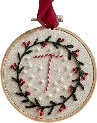 Produktbild von DIY Bestickte Weihnachtsornamente, personalisiertes Monogramm-Stickset mit Initialen von A–Z, Mini-Stickset für Anfänger, handgefertigt